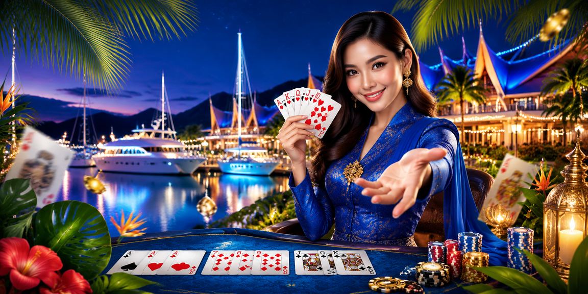 Permainan kad rummy dengan pakaian baju kurung di Langkawi Malaysia