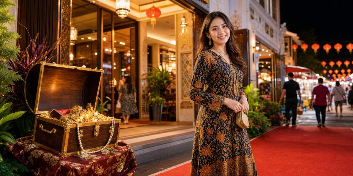 Suasana pertaruhan dalam talian dengan pakaian batik di Melaka Malaysia